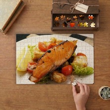 Somon Balığı ve Sebzeler - Akşam Yemeği Tabağı Tasarımı 240 Parça Ahşap Puzzle Ahşap Kutuda  MP01842
