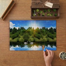 Gölde Kuğular- Orman- Doğa Tasarımı 240 Parça Ahşap Puzzle Ahşap Kutuda  MP00852