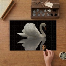 Beyaz Kuğu - Kuğu Yansıması Tasarımı 240 Parça Ahşap Puzzle Ahşap Kutuda  MP02958