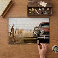 Terk Edilmiş Nostaljik Arabalar Tasarımı 240 Parça Ahşap Puzzle Ahşap Kutuda  MP10491
