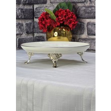 SEÇKİNEV Bilbao 25CM Porselen, Döküm Metal 4 Ayaklı Sunum Tabağı Altın/gümüş/eskitme