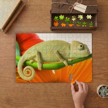 Yeşil Bukalemun  Tasarımı 240 Parça Ahşap Puzzle Ahşap Kutuda  MP10882