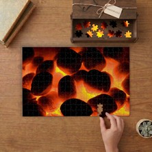 Parlayan ve Alevli Sıcak Kömür Briketleri Tasarımı 240 Parça Ahşap Puzzle Ahşap Kutuda  MP00266