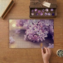 Yakın Çekim Leylak Çiçeği Tasarımı 240 Parça Ahşap Puzzle Ahşap Kutuda  MP03674