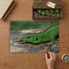 Kum Kertenkelesi - Yeşil Kertenkele Tasarımı 240 Parça Ahşap Puzzle Ahşap Kutuda  MP06075