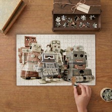Nostaljik Robotlar Tasarımı 240 Parça Ahşap Puzzle Ahşap Kutuda  MP09047