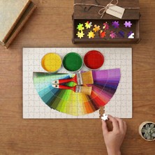 Boya Paleti - Fırçalar - Suluboya Tasarımı 240 Parça Ahşap Puzzle Ahşap Kutuda  MP03661