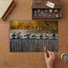 Kaz Sürüsü - Doğadaki Hayvanlar Tasarımı 240 Parça Ahşap Puzzle Ahşap Kutuda  MP01934