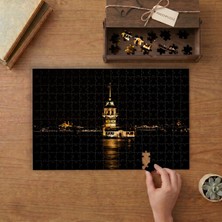 Kız Kulesi Gece Manzarası Tasarımı 240 Parça Ahşap Puzzle Ahşap Kutuda  MP08845