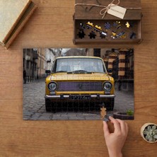 Sarı Nostaljik Araba Tasarımı 240 Parça Ahşap Puzzle Ahşap Kutuda  MP04279