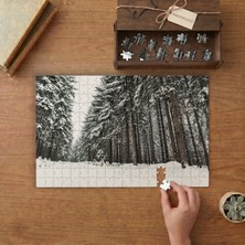 Çam Ağaçları- Karlı Manzara Tasarımı 240 Parça Ahşap Puzzle Ahşap Kutuda  MP00043