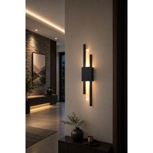 Nazarium Simetri Siyah Kasa Dekoratif Ledli Duvar Aplik Pilli ve Elektrikli 3200K Gün Işığı