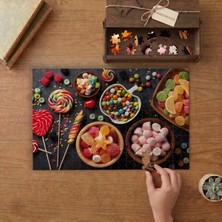 Şekerler - Renkli Jelibonlar  Tasarımı 240 Parça Ahşap Puzzle Ahşap Kutuda  MP07595