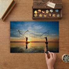 Denize Ağ Atan Balıkçılar Tasarımı 240 Parça Ahşap Puzzle Ahşap Kutuda  MP00790