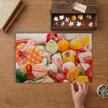 Nostaljik Renkli Şekerler Tasarımı 240 Parça Ahşap Puzzle Ahşap Kutuda  MP03595