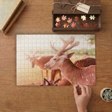 Geyik Ailesi- Vahşi Havanlar Tasarımı 240 Parça Ahşap Puzzle Ahşap Kutuda  MP00179