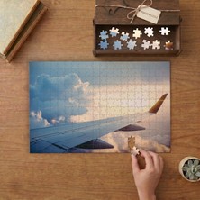 Gökyüzünde Uçak Kanadı - Pamuk Bulutlar Tasarımı 240 Parça Ahşap Puzzle Ahşap Kutuda  MP01037