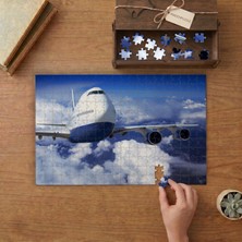 Mavi Bulutların Arasındaki Uçak Tasarımı 240 Parça Ahşap Puzzle Ahşap Kutuda  MP04265