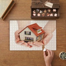 Maket Ev - Gayrimenkul - Konut  Tasarımı 240 Parça Ahşap Puzzle Ahşap Kutuda  MP01499