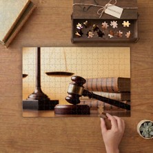 Hakim Tokmağı - Adalet Terazisi Tasarımı 240 Parça Ahşap Puzzle Ahşap Kutuda  MP04980
