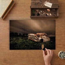 Paslı Eski Araba Tasarımı 240 Parça Ahşap Puzzle Ahşap Kutuda  MP00169