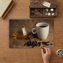 Kahve ve Konyak Tasarımı 240 Parça Ahşap Puzzle Ahşap Kutuda  MP01718