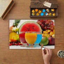 Renkli Meyveler ve Meyve Kokteylleri Tasarımı 240 Parça Ahşap Puzzle Ahşap Kutuda  MP01791