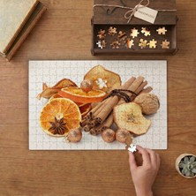 Kurutulmuş Portakal ve Baharatlar Tasarımı 240 Parça Ahşap Puzzle Ahşap Kutuda  MP01597
