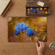 Mavi Dağ Çiçekleri  Tasarımı 240 Parça Ahşap Puzzle Ahşap Kutuda  MP06875