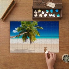 Deniz Kıyısı Palmiye Ağacı Kusal Tasarımı 240 Parça Ahşap Puzzle Ahşap Kutuda  MP00112