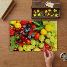 Yaz Meyveleri - Meyve Şöleni Tasarımı 240 Parça Ahşap Puzzle Ahşap Kutuda  MP01914