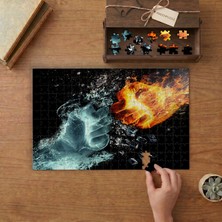 Buz ve Ateşten Yumruklar Tasarımı 240 Parça Ahşap Puzzle Ahşap Kutuda  MP01942