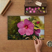 Gülhatmi Çiçeği- Pembe Çiçek Tasarımı 240 Parça Ahşap Puzzle Ahşap Kutuda  MP00053