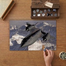 Karlı Dağların Üstünde Uçan Savaş Uçağı Tasarımı 240 Parça Ahşap Puzzle Ahşap Kutuda  MP02021