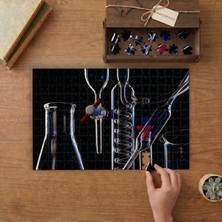 Deney Tüpleri - Kimya  - Laboratuvar Tasarımı 240 Parça Ahşap Puzzle Ahşap Kutuda  MP03962
