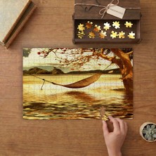 Deniz Kenarında Ağaca Kurulu Salıncak Tasarımı 240 Parça Ahşap Puzzle Ahşap Kutuda  MP01128