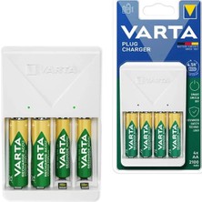 ALK Varta Plug Aa/aaa Kalem Pil Şarj Cihazı Aleti - 4 Adet 2100MAH Aa Hr6 Nı-Mh Şarj Edilebilir Pil Hediyeli