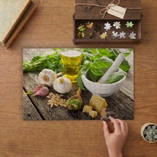 Taze Fesleğen - Havan - Zeytinyağı Tasarımı 240 Parça Ahşap Puzzle Ahşap Kutuda  MP01902
