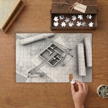 Mimari Plan - Maket Ev - Proje Tasarımı 240 Parça Ahşap Puzzle Ahşap Kutuda  MP03088