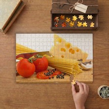 Makarna Malzemeleri - Italyan Makarnası Tasarımı 240 Parça Ahşap Puzzle Ahşap Kutuda  MP01727
