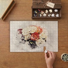 Renkli Gül Demeti Tasarımı 240 Parça Ahşap Puzzle Ahşap Kutuda  MP01943