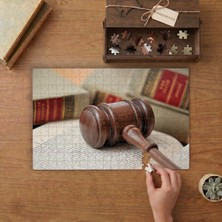 Adalet Sembolleri - Hakim Tokmağı Tasarımı 240 Parça Ahşap Puzzle Ahşap Kutuda  MP03521