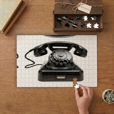 Nostaljik Siyah Telefon Tasarımı 240 Parça Ahşap Puzzle Ahşap Kutuda  MP00332