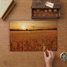Buğday Tarlası - Günbatımı Tasarımı 240 Parça Ahşap Puzzle Ahşap Kutuda  MP04659