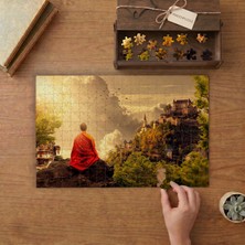 Meditasyon Yapan Budist Tasarımı 240 Parça Ahşap Puzzle Ahşap Kutuda  MP05574