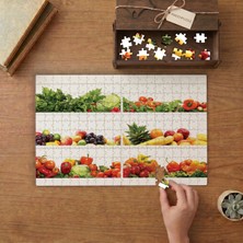 Meyve - Sebze Kolajı Tasarımı 240 Parça Ahşap Puzzle Ahşap Kutuda  MP06490
