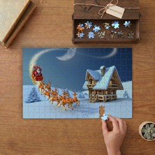 Geyikler - Karlı Ev Manzarası Tasarımı 240 Parça Ahşap Puzzle Ahşap Kutuda  MP07133