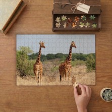 Doğada Züraafalar Tasarımı 240 Parça Ahşap Puzzle Ahşap Kutuda  MP07952