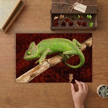Bukalemun - Sürüngen Tasarımı 240 Parça Ahşap Puzzle Ahşap Kutuda  MP10887