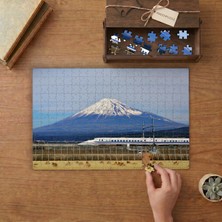 Fuji Dağı ve Mermi Treni Tasarımı 240 Parça Ahşap Puzzle Ahşap Kutuda  MP08066
